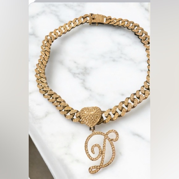 Luxurious  Silver Necklace with D Pendant - Picture 1 of 1